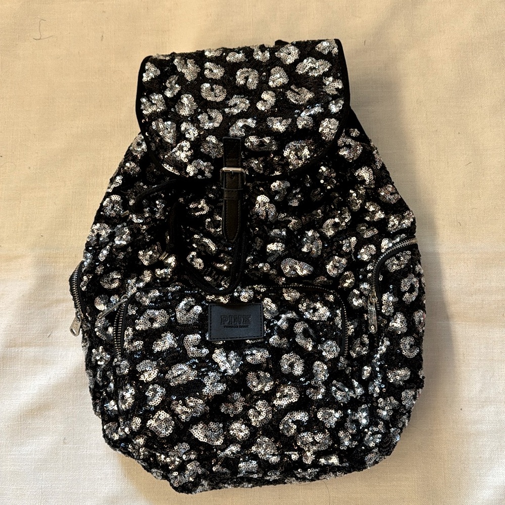 Victoria's Secret Pink Leopard Sequin Backpack!